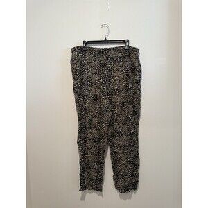 Sag Harbor Pants Wide-Leg  Animal Print  Bottom Elastic Waist Woman's 1X